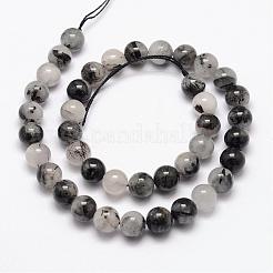 Natural Black Rutilated Quartz Bead Strands&nbsp;G-P217-32-10mm