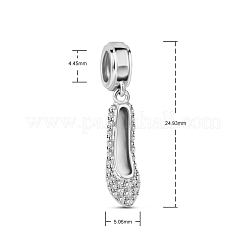 Sparkling High Heels Rhodium Plated 925 Sterling Silver European Dangle Charms&nbsp;TS-P-037