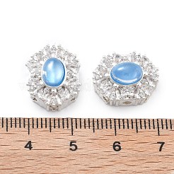 Brass Light Sky Blue Glass Oval Multi-Strand Links&nbsp;KK-B125-12S
