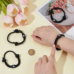4Pcs Alloy Cross-shaped Braided Rope Bracelets for Couple Friends&nbsp;BJEW-ME0001-05