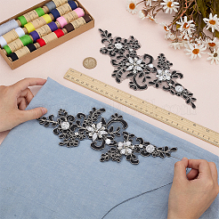 1 Pair Flower Polyester with Glass Embroidery Sew on Ornament Accessories&nbsp;PATC-FG0003-41