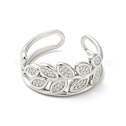 Non-Tarnish 304 Stainless Steel Leaf Open Cuff Ring for Women&nbsp;RJEW-I085-25P