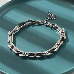 304 Stainless Steel Rectangle Link Chains Bracelets for Men & Women&nbsp;BJEW-D042-46P