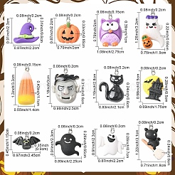 24Pcs 12 Styles Halloween Opaque Resin Pendants&nbsp;RESI-YW0004-84