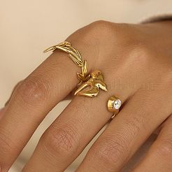 304 Stainless Steel Cuff Open Rings for Women&nbsp;ZK8661