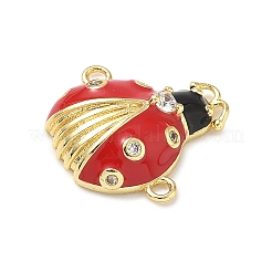 Brass Micro Pave Clear Cubic Zirconia Ladybug Links&nbsp;KK-I379-05G