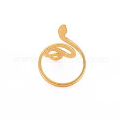 Ion Plating(IP) 304 Stainless Steel Snake Wide Open Cuff Ring for Women&nbsp;RJEW-S405-226G