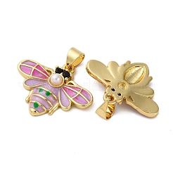 Brass Micro Pave Cubic Zirconia Pendants&nbsp;KK-D390-06G