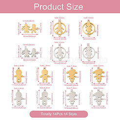 14Pcs 14 Style 201 Stainless Steel Connector Charms&nbsp;STAS-PJ0001-27