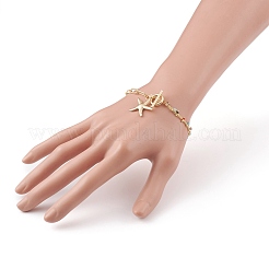 Brass Starfish Charm Bracelets&nbsp;BJEW-JB05807-01