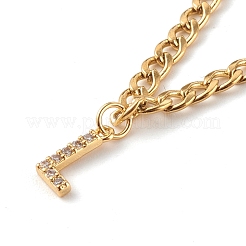 Brass Micro Pave Clear Cubic Zirconia Initial Pendant Necklaces&nbsp;NJEW-JN03506