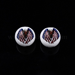 Independence Day Theme Printed Wooden Beads&nbsp;WOOD-D006-08