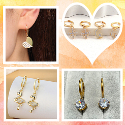 20Pcs Brass Huggie Hoop Earring Findings&nbsp;KK-BBC0014-57