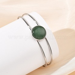 Non-Tarnish 304 Stainless Steel & Natural Gemstone Cuff Bracelets for Women&nbsp;BJEW-JB14123-01