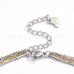 304 Stainless Steel 3-strand Chain Bracelets&nbsp;BJEW-L673-018-GP