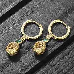 Brass Cubic Zirconia Hoop Earrings&nbsp;EJEW-Q015-02G-A