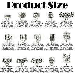 150Pcs 15 Styles Tibetan Style Alloy Tube Bails&nbsp;TIBE-YW0001-59B
