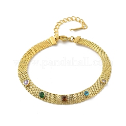 304 Stainless Steel Mesh Chain Bracelets for Women&nbsp;BJEW-P348-01E-G