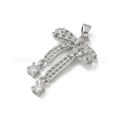 Brass Micro Pave Clear Cubic Zirconia Pendants&nbsp;KK-A299-12P