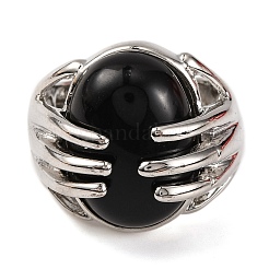 Oval Natural Obsidian Finger Ring&nbsp;G-Q184-06B-P