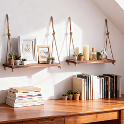 4Pcs Rectangle Wooden Hanging Stands for Plants&nbsp;ODIS-WA0001-15