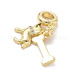 Brass Micro Pave Clear Cubic Zirconia European Dangle Charms&nbsp;KK-K368-32G