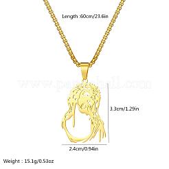 Stainless Steel Religion Laser Cut Jesus Pendant Box Chain Necklaces for Unisex&nbsp;QX6046-1