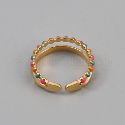 304 Stainless Steel Enamel Cuff Rings&nbsp;RJEW-WH0016-64