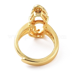 Rack Plating Dragon Brass Micro Pave Cubic Zirconia Adjustable Ring Components&nbsp;KK-Q819-07G