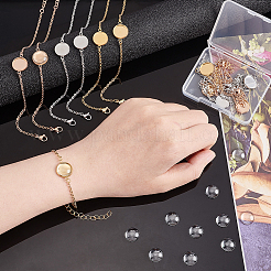 12Pcs 3 Color Blank Dome Flat Round Glass Link Bracelets Set&nbsp;BJEW-AB00003