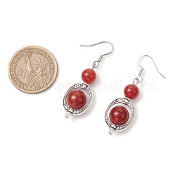 3Pair Natural Black Onyx & Natural Carnelian & Natural White Jade Dangle Earrings&nbsp;EJEW-JE06384