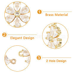 4Pcs 4 Styles K9 Glass & Cubic Zirconia Connector Charms&nbsp;FIND-YW0011-98