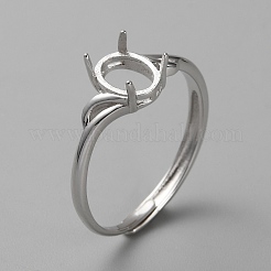 Rhodium Plated 925 Sterling Silver Adjustable Ring Findings&nbsp;FIND-WH0152-384