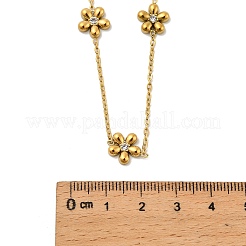 304 Stainless Steel Crystal Rhinestone Flower Link Chain Necklaces for Women&nbsp;NJEW-A059-02G