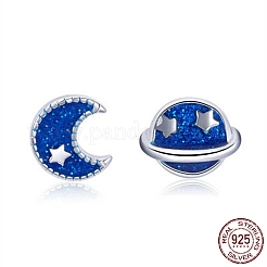 Anti-Tarnish Rhodium Plated 925 Sterling Silver Enamel Stud Earrings&nbsp;EJEW-FF0008-010P