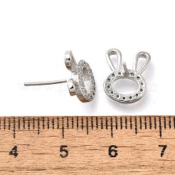 Rabbit Head Brass Micro Pave Cubic Zirconia Ear Studs&nbsp;EJEW-D304-39P