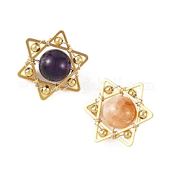 4Pcs 4 Styles Natural Amethyst & Heated Citrine & Apatite & Deyd Green Jade Pendants&nbsp;PALLOY-TA00428