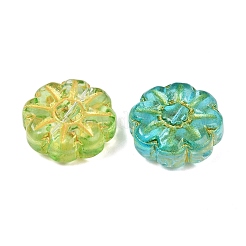 Baking Paint and Golden Metal Enlaced Glass Beads&nbsp;DGLA-T004-18M