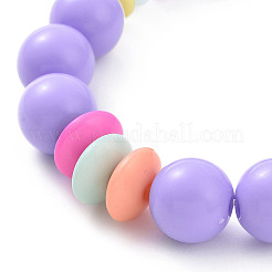 Opaque Acrylic Round & Rondelle Beaded Stretch Bracelets&nbsp;BJEW-JB09099