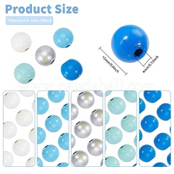 150Pcs 5 Colors Spray Painted Wood European Beads&nbsp;WOOD-GL0001-19