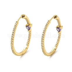 Cubic Zirconia Heart Hoop Earrings&nbsp;EJEW-G327-01G
