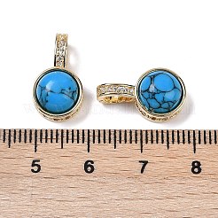Brass with Cubic Zirconia and Synthetic Turquoise Pendants&nbsp;KK-Q030-17G