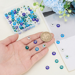 100Pcs 5 Colors Handmade Evil Eye Lampwork Beads&nbsp;LAMP-SP0001-04A