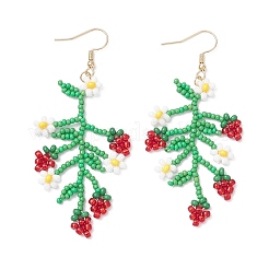 Flower & Fruit Glass Seed Bead Dangle Earrings&nbsp;EJEW-MZ00533-02