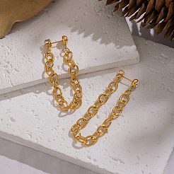 304 Stainless Steel Cable Chain Tassel Stud Earrings&nbsp;GP6296