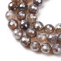 Electroplated Natural Agate Beads Strands&nbsp;G-B191-A07-6mm-12
