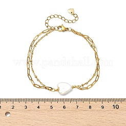 304 Stainless Steel Cable Chain & Paperclip Chain Double Layers Bracelets&nbsp;BJEW-JB13885