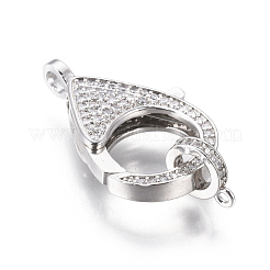 Brass Micro Pave Cubic Zirconia Lobster Claw Clasps&nbsp;ZIRC-F109-07P