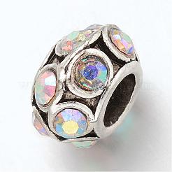 Rondelle Tibetan Style Alloy Rhinestone European Large Hole Beads&nbsp;MPDL-F017-12I