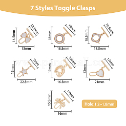 14 Sets 7 Style Mixed Shape Brass Toggle Clasps&nbsp;KK-DC0002-63